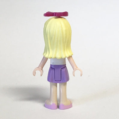 LEGO Minifigure-Stephanie, Medium Lavender Skirt, White Top with Stars, Magenta Bow-Friends-FRND143-Creative Brick Builders